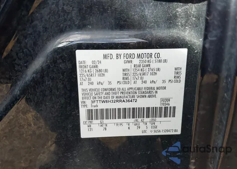 2024 Ford Maverick Xlt z USA, uszkodzony, nr VIN 3FTTW8H32RRA36472